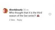Fans react with fire to Jason Momoa (image via Instagram/@appletv)
